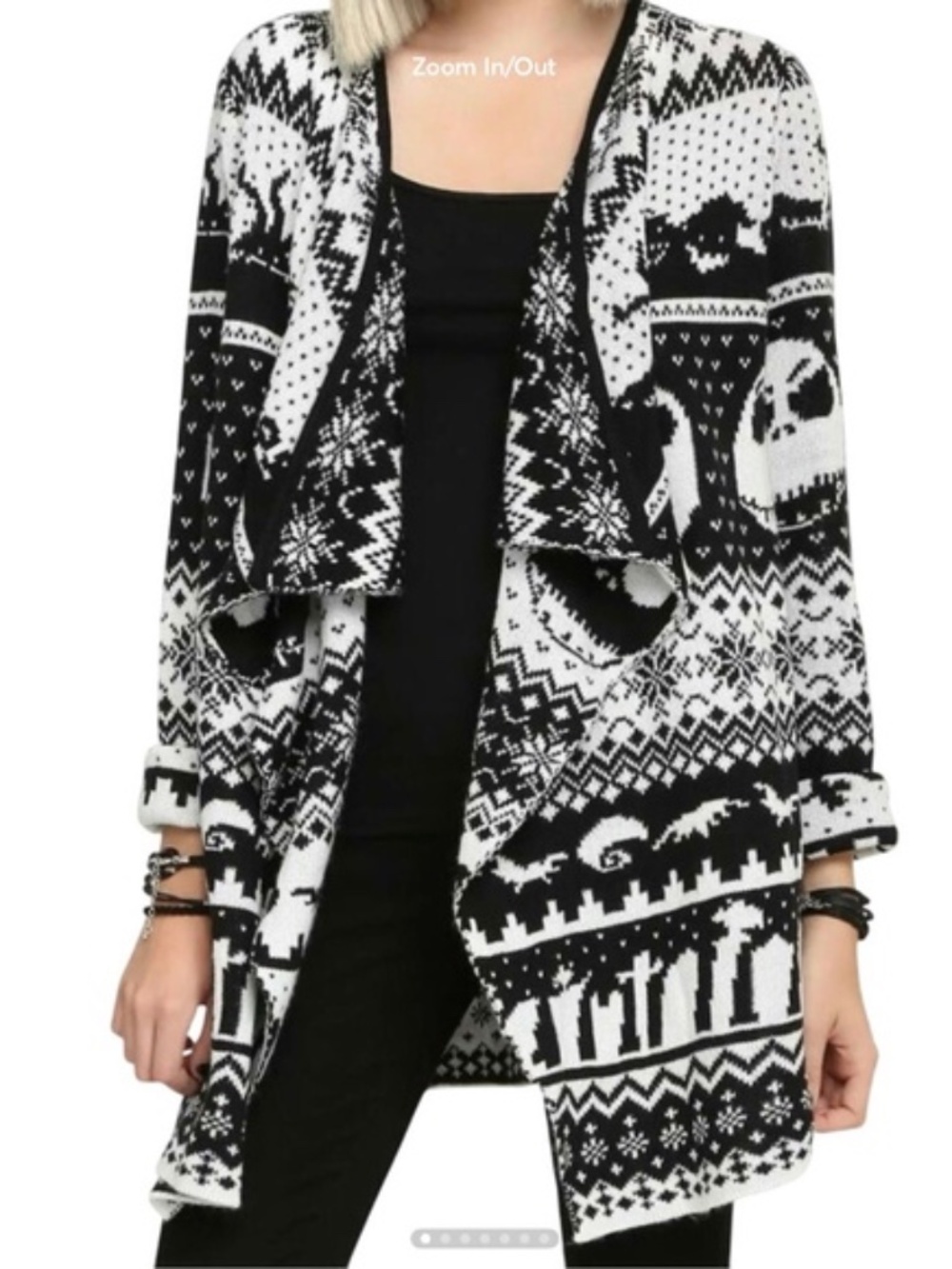 Disney Nightmare Before Christmas NBC Jack Skellington Knit Sweater Cardigan S/M